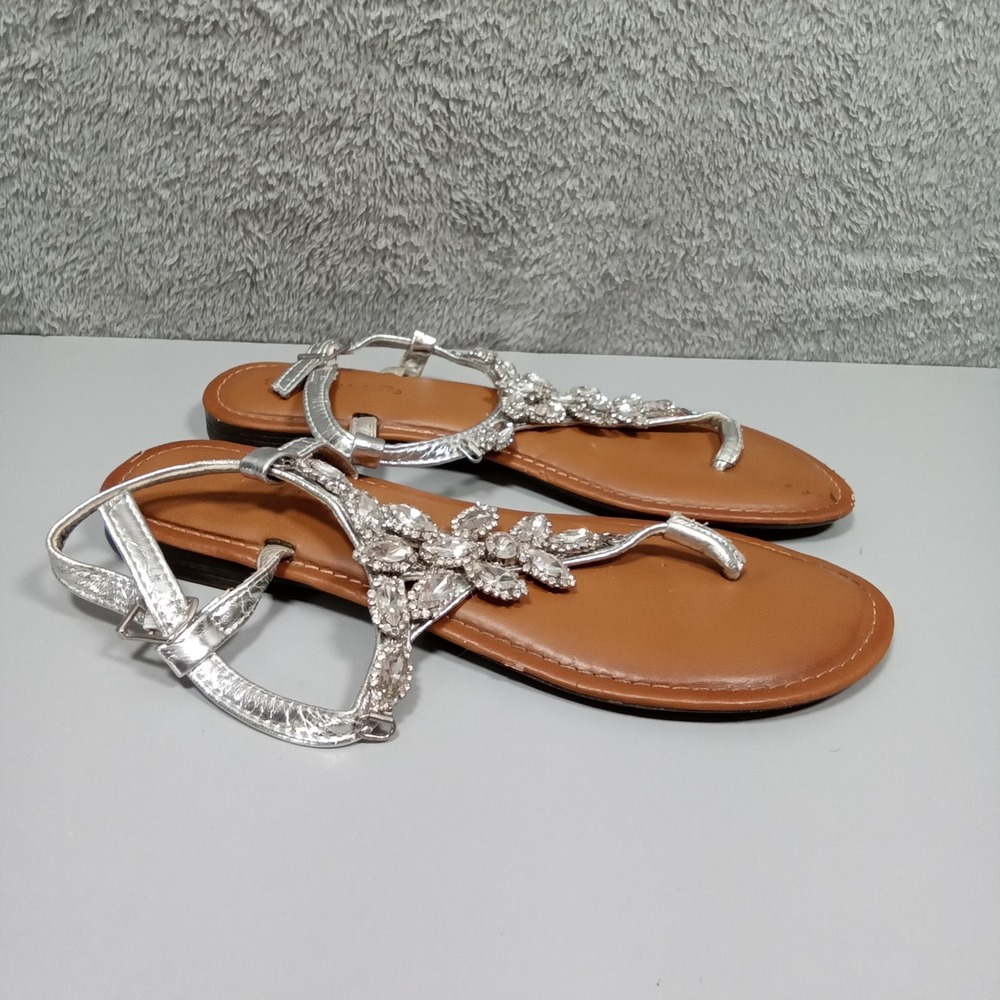 Marbella Star Lights Womens‎ Silver Rhinestone Thong Flat Sandals Size 7M